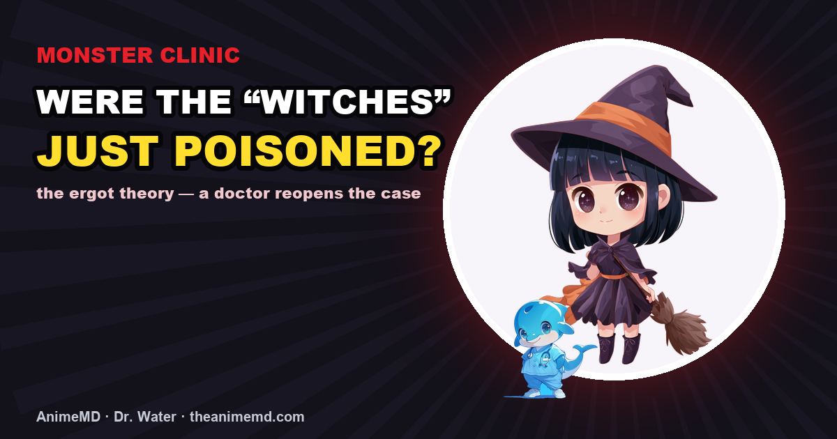 Were the Salem witches just poisoned? The ergot theory — Monster Clinic eyecatch with chibi witch