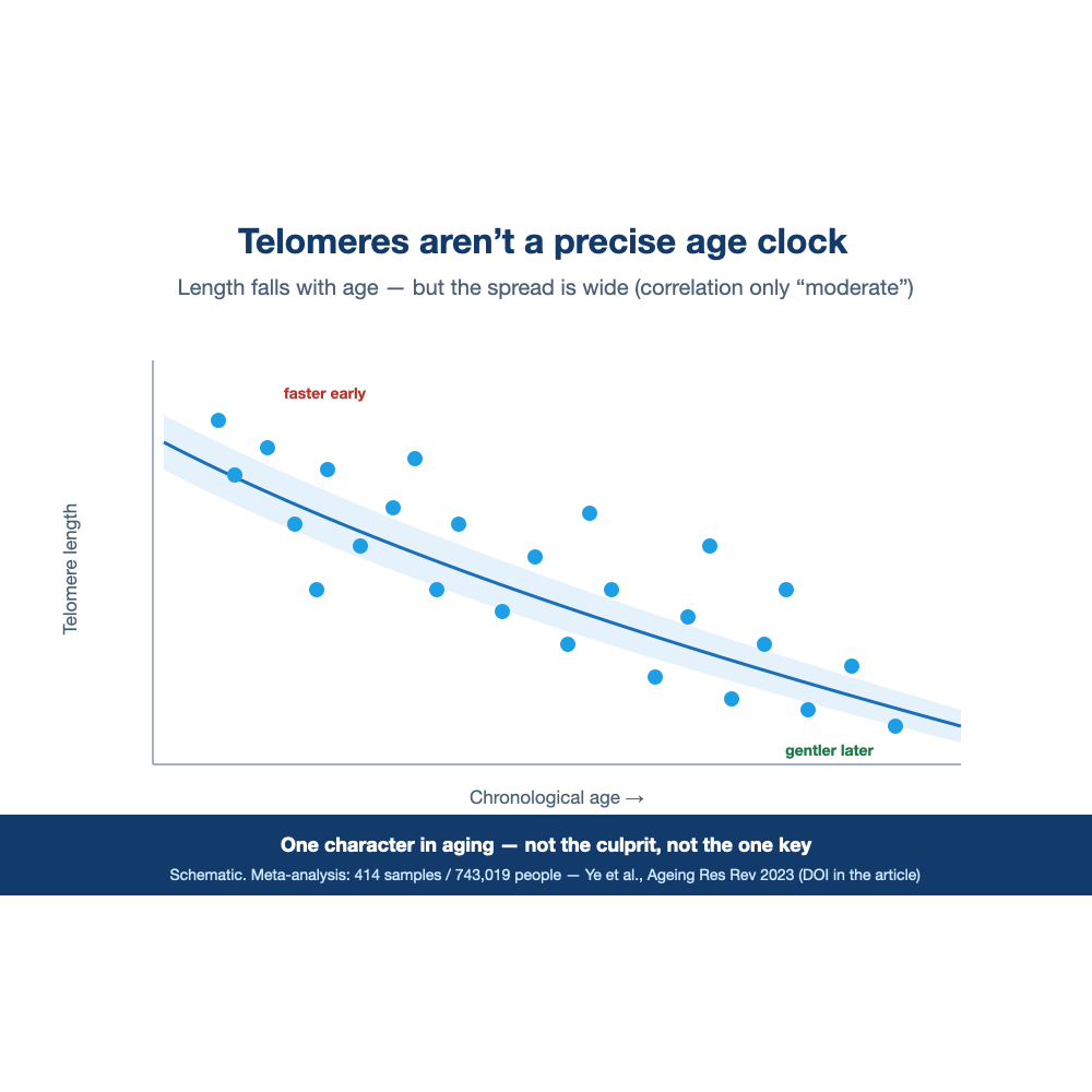 telomere length vs. age is only a “moderate,” loose relationship