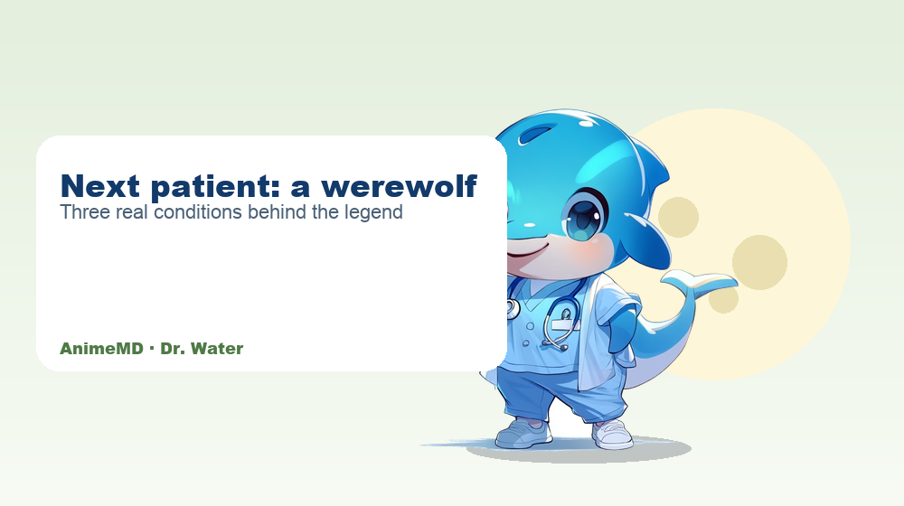 Dr. Water under a full moon, welcoming a werewolf as the next patient.